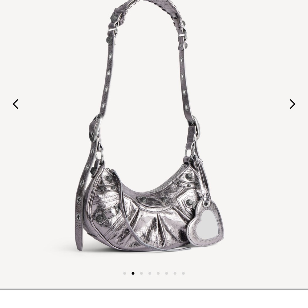 BALENCIAGA WOMEN'S LE CAGOLE SHOULDER BAG XS IN SILVER - AUTHENTIC